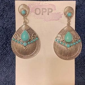 Turquoise & stainless steel earrings